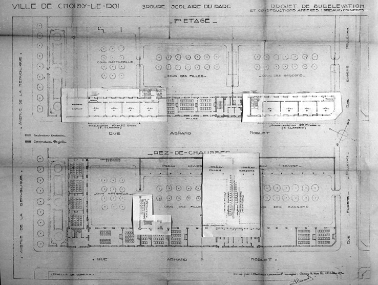 Plan du rez-de-chaussée et du premier étage avec les retombes.