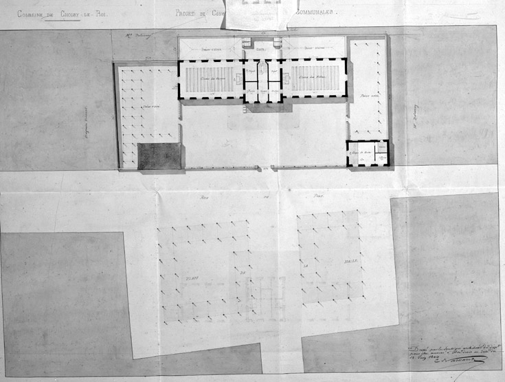 Projet de construction en 1844 : plan du rez-de-chaussée.