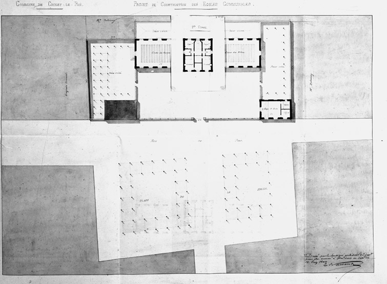 Projet de construction en 1844 : plan du premier étage.