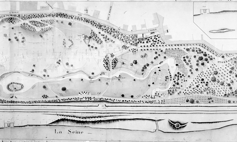 Plan du château : détail du parc.