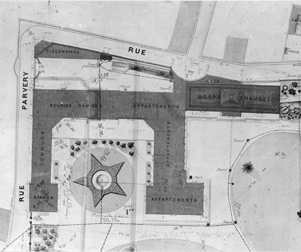 Plan du château : détail des communs aménagés vers 1802.