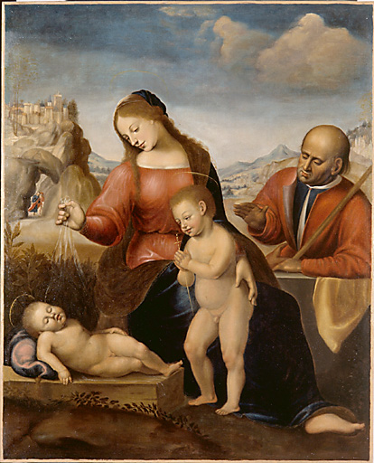 Tableau : Sainte Famille avec saint Jean-Baptiste