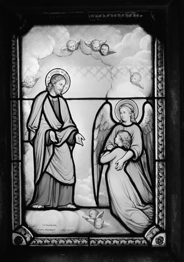 Verrière (verrière historiée) : le Christ montrant ses plaies