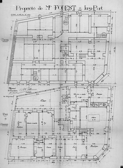 Plans des caves et du rez-de-chaussée.