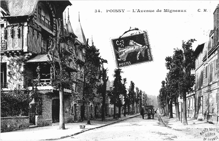 Vue d'ensemble des trois maisons depuis la rue.