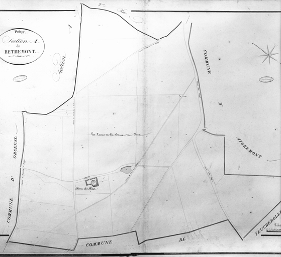 Cadastre napoléonien : section A de Bethemont, 1ère feuille.