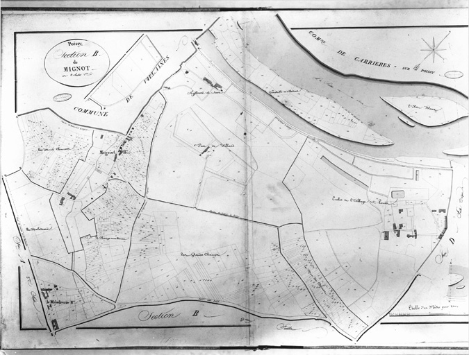 Cadastre napoléonien : section B de Mignot, 1ère feuille.