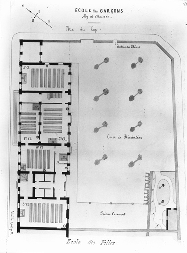 Plan de l'école de garçons vers 1898.