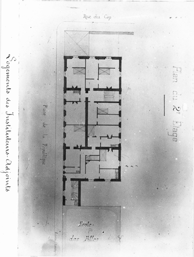 Plan de l'école de garçons vers 1898 : deuxième étage.