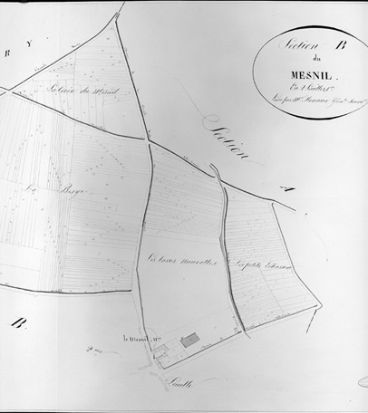 Cadastre napoléonien, section B : Le Mesnil, 1ère feuille.