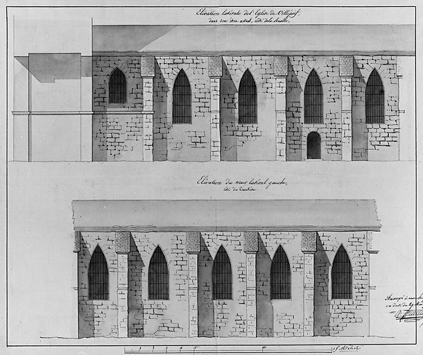 Elévations extérieures des bas-côtés.