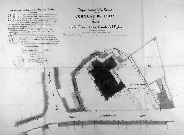 Plan masse de l'église et de ses abords.