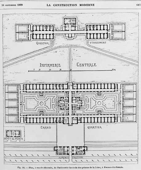 Plan du rez-de-chaussée de l'hôpital.