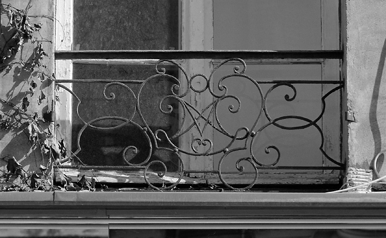 Détail d'un garde-corps en fer forgé.