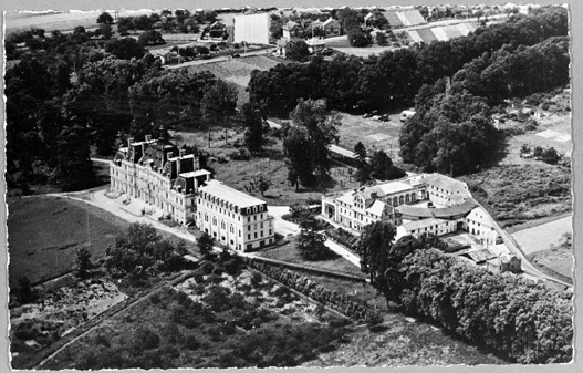 Vue aérienne du château et des communs.