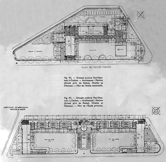 Plan des rez-de-chaussée de l'école maternelle et de l'école primaire.