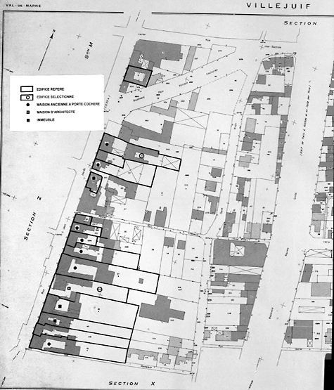 Plan de localisation des édifices repérés.