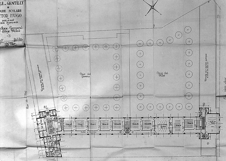 Plan du premier étage de l'école des garçons et du second étage de l'école des filles, par l'architecte Nanquette.
