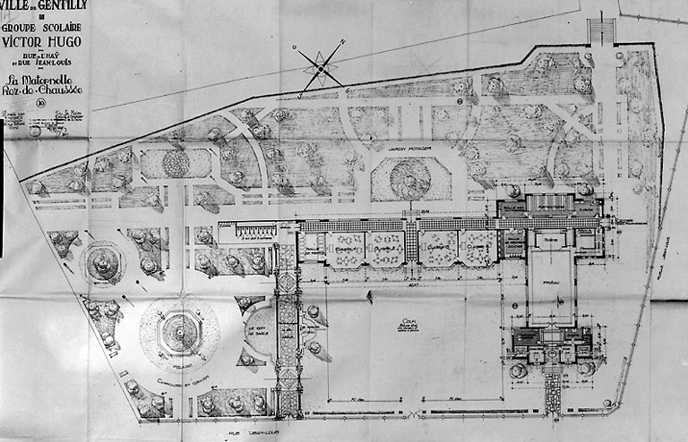 Plan au sol de l'école maternelle, par l'architecte Nanquette.
