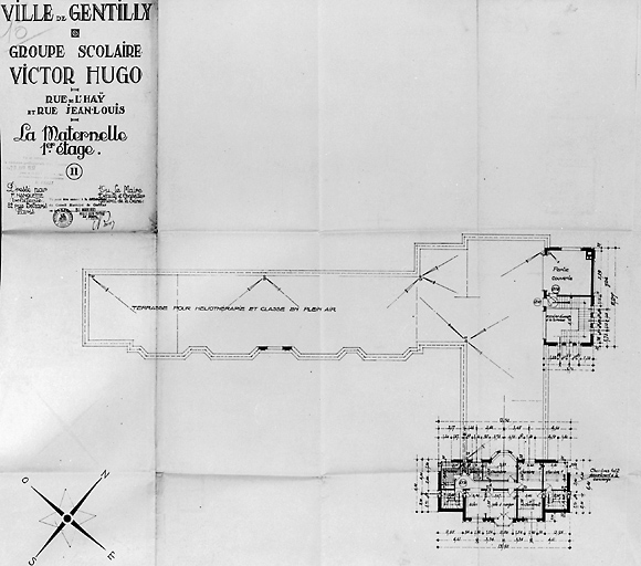 Plan du premier étage de l'école maternelle, par l'architecte Nanquette.