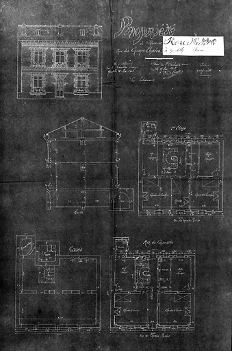 Plans, coupes et élévations, par l'architecte Vorard, 1908.