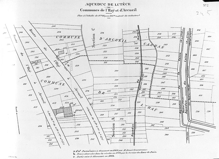 Tracé de l'aqueduc sur les communes de L'Hay-les-Roses et de Cachan.