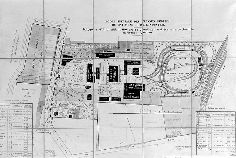 Plan des terrains de l'école dressé en 1918.