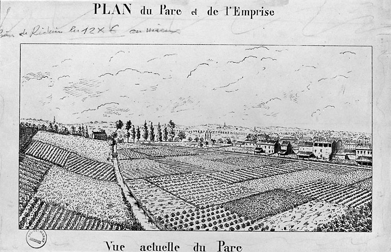 Plan du parc de Cachan : sur la droite, les blanchisseries installées le long de la Bièvre.