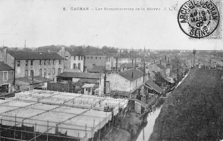 Vue des blanchisseries sur la Bièvre, à l'arrière de la rue Camille-Desmoulins.