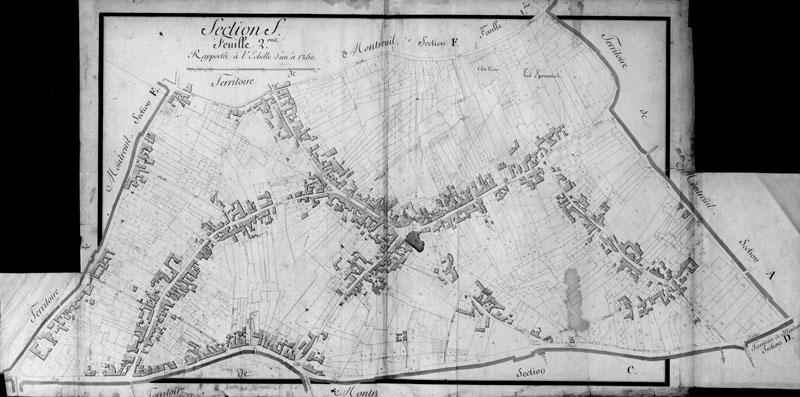 Cadastre, 1812. Section F, feuille 3 : Le village.