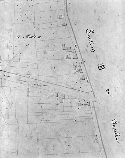 Plan cadastral de 1841, section B, feuille ?, détail.