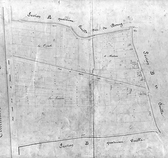 Plan cadastral de la commune d'Arcueil : détail de la section B dite de Cachan, première feuille.
