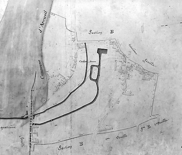 Plan cadastral de la commune d'Arcueil : détail de la section B dite de Cachan, deuxième feuille.