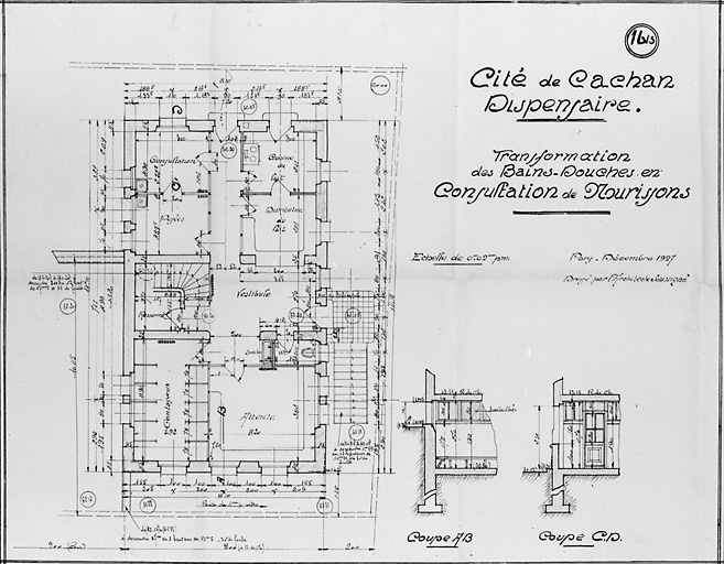 Plan du soubassement du dispensaire.