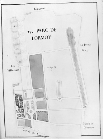 Premier plan des chantiers de la terre et seigneurie de Villebouzin : le parc de Lormoy.