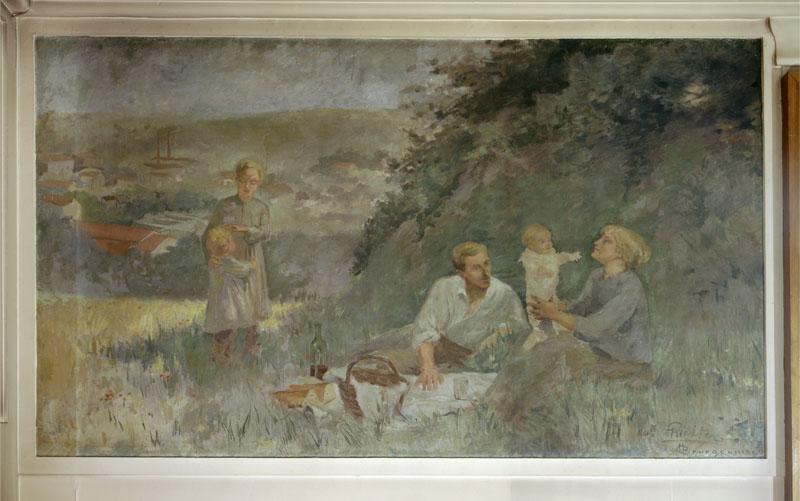 Vue d'ensemble du tableau de Claude Charles Bourgonnier (1891), situé dans la salle des mariages.