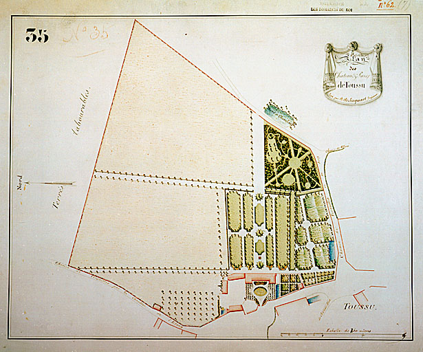 Plan du château, aujoud'hui détruit, et du parc au début du XIXe siècle.