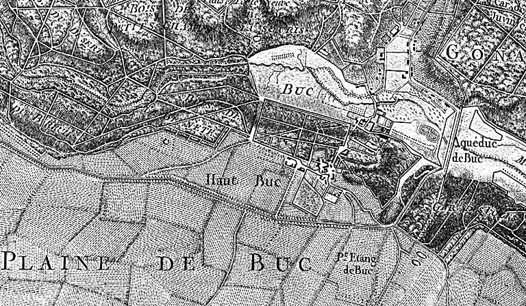 Vue d'ensemble de Buc en 1764.