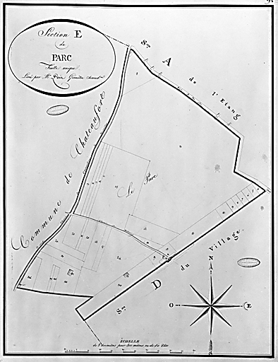 Vue de Toussus : détail du parc.