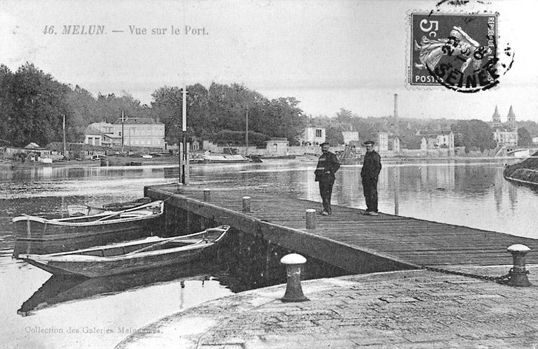 Vue sur le grand bras de la Seine et la partie occidentale de l'île Saint-Etienne, au début du 20e siècle.