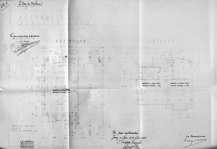 Plan du rez-de-chaussée et de l'étage.