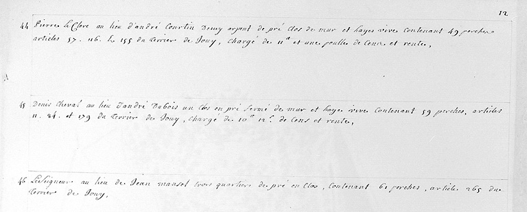 Détail de la liste des biens relevant du seigneur.