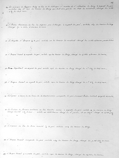 Détail de la liste des biens relevant du seigneur au Montcel.