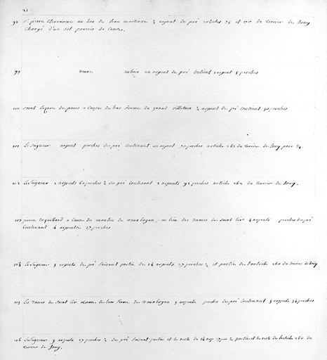 Détail de la liste des biens relevant du seigneur au Val d'Enfer.