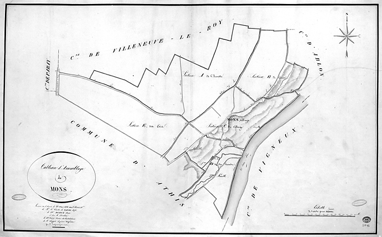 Cadastre napoléonien : commune de Mons, tableau d'assemblage, 1812.