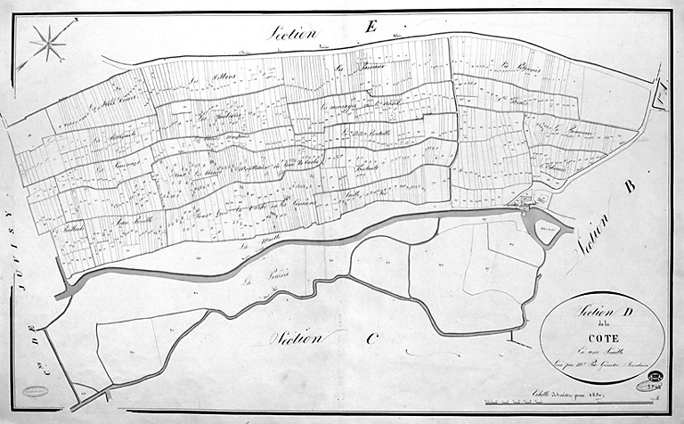 Cadastre napoléonien : commune d'Athis, section D, la Côte, 1811.