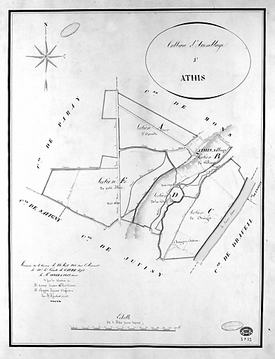 Cadastre napoléonien : commune d'Athis, tableau d'assemblage, 1815.