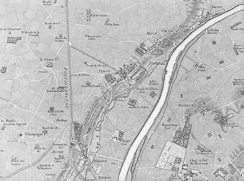 Carte dite des Chasses du roi, extrait de la feuille n°9 : Juvisy. Entre 1765 et 1768.