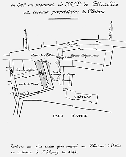 Plan de l'église antérieur à la construction des chapelles latérales.