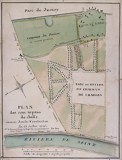 'Plan des 100 arpents de chasse énoncés dans la transaction du 23 juillet 1715'.